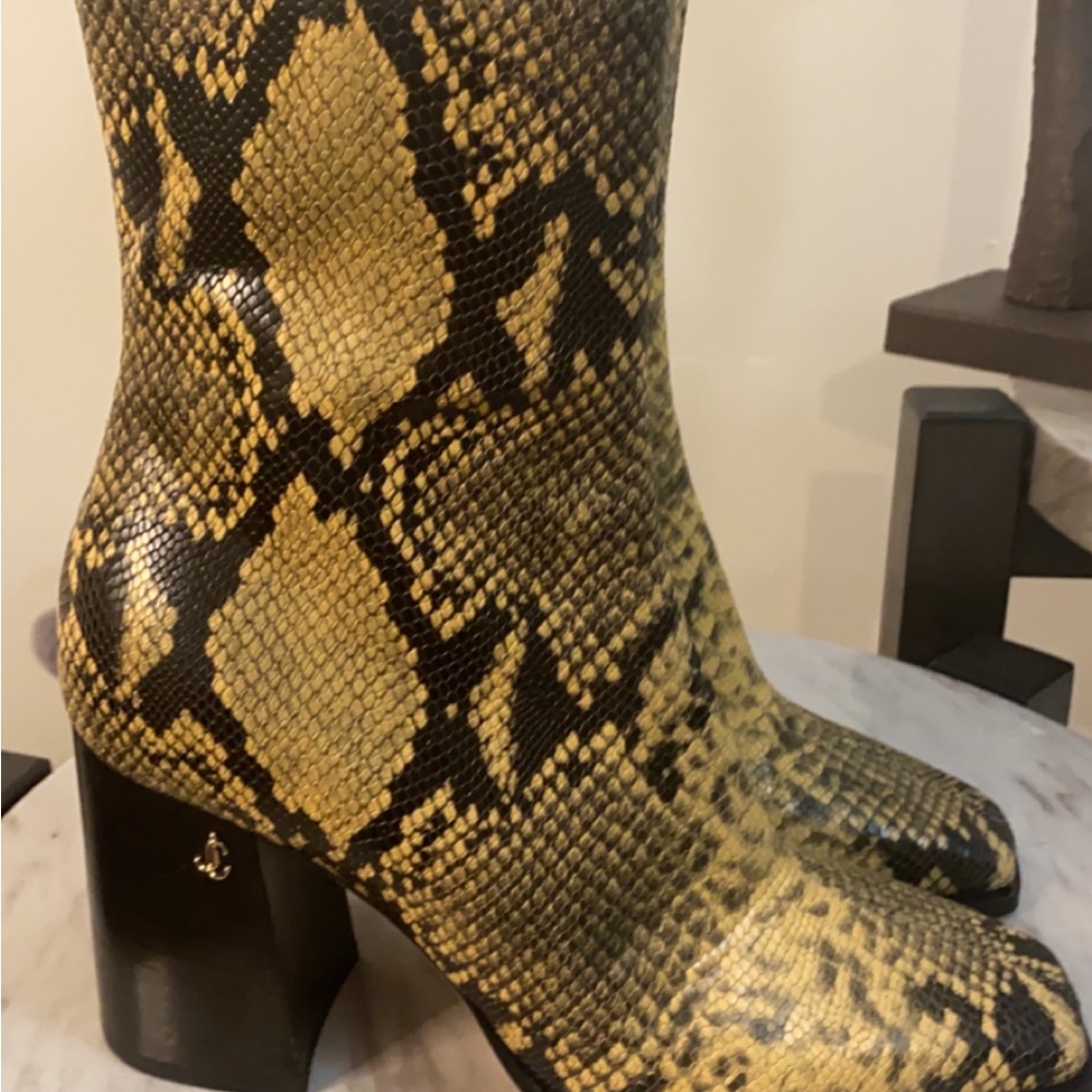 Snakeskin booties